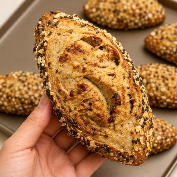 BÁNH MÌ NGUYÊN CÁM MÈ ĐEN TÁO ĐỎ